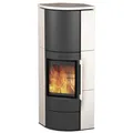 Produktbild: Fireplace Kaminofen Zeitbrandofen Adelaide Keramik Eck + Haube schwarz/weiß 6 kW