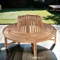 Produktbild: Baumbank Timo, 360° kreisrunde Gartenbank, Teakholz massiv, Holzbank aus Massivholz, Sitzbank für den Garten, Durchmesser 180 cm, komplette Rundbank - Braun