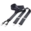 Produktbild: DonDon Hosenträger Herren extra stark grau 3,5 cm Hosenträger Herren breit in Y-Form lang - Starke Clips passend für Anzug Jeans Chinos Vintage Rockabilly Suspenders