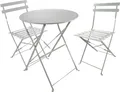 Produktbild: Bistro-Set aus Metall für Garten, Balkon und Terrasse, graue Bistrogarnitur 3-teilig 2 Stühle 1 runder Tisch, Balkonmöbel Set klappbar, wetterfest