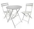 Produktbild: Bubble-Store Bistro Set klappbar, Balkonset 2 Stühle 1 runder Tisch, Balkonmöbel Metall, wetterfest, Bistrogarnitur für Balkon, Garten Terrasse (Grau), Sitzhöhe 52 cm, 40086
