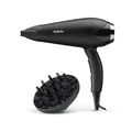 Produktbild: BaByliss Haartrockner Turbo Smooth – 2200 W leistungsstarker Föhn, großer Diffusor, Ionen-Technologie mit Anti-Frizz, 3 Temperatureinstellungen & 2 Geschwindigkeitsstufen, Schwarz, D572DE