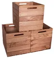 Produktbild: Holzkiste Aufbewahrungskiste Einschubkiste Schubladenbox Vintage Ocker passend für alle Kallaxregale und Expidit Regale Kallaxysteme Weinkiste Obstkiste Regalkiste 32x37x32cm (Vintage Ocker, 3er set)