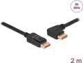 Produktbild: Delock - DisplayPort-Kabel - DisplayPort (M) gerade bis DisplayPort (M) links abgewinkelt - DisplayPort 1,4 - 2,0m - unterstützt 8K 60 Hz (7680 x 4320) - Schwarz (87046)