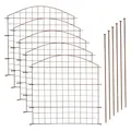 Produktbild: ESTEXO Edelrost Teichzaun Set aus Metall Rost 11-teilig Zaunset Gartenzaun Steckzaun Zaun mit 5 Gitterzaun Elementen Oberbogen