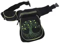 Produktbild: GURU SHOP Stoff Sidebag & Hüfttasche, Goa Gürteltasche, Bauchtasche aus Nepal - Tree of Life Schwarz/grün, Unisex - Erwachsene, Baumwolle, 25x18x4 cm