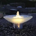 Produktbild: CLGarden Springbrunnen SBGWS1 Glasschale Wasserschale Edelstahl Sockel mit LED