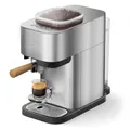 Produktbild: PHILIPS Baristina Plus Espressomaschine, Automatisches Mahlen, Tampen & Brühen, 16 Bar, Einfache Reinigung, Espresso, Iced Coffee, Café Crema, Mit Mahlwerk, Edelstahl mit Holz-Siebträger (BAR500/00)