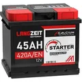 Produktbild: Langzeit Autobatterie 45Ah 12V 420AEN Batterie ersetzt 44Ah