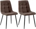 Produktbild: CLP 2er Set Esszimmerstuhl Tilde, Küchenstühle gepolstert mit gestepptem Bezug, Polsterstühle mit Metallgestell, bis 150 kg belastbar, Farbe:braun, Material:Samt