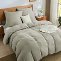 Produktbild: Musselin Bettwäsche 155x220 Baumwolle  ÖKOTEX BettwäscheSets Taupe 3teilig mi...
