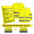 Produktbild: Warnweste Familienpackung cartrend gelb 4x mit Zipptasche 2x XL, 2x S Kinder