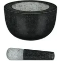 Produktbild: Relaxdays Mörser mit Stößel, Granit, poliert, für Gewürze und Kräuter, 750 ml Volumen, Steinmörser D: 20 cm, dunkelgrau