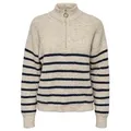 Produktbild: ONLY Strickpullover Gestreift, Reißverschluss, Bequemlichkeit, Modernes Design (1-tlg) ONLTOKYO L/S ZIP PULLOVER KNT NOOS braun S (36)