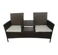 Produktbild: vidaXL Gartenbank Gartensofa 2-Sitzer mit Teetisch Poly Rattan Braun (1-St)