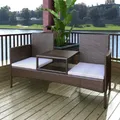Produktbild: vidaXL Gartensofa 2-Sitzer mit Teetisch Poly Rattan Braun