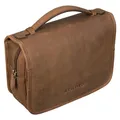 Produktbild: STILORD Arlo Leder Kulturtasche zum Aufhängen Kulturbeutel Waschtasche mit Henkel und Ring Reise Necessaire Vintage Leder Toilettentasche für Damen und Herren Farbe:mittel - braun