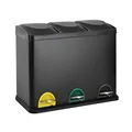 Produktbild: SVITA TC3X15 Treteimer 45 Liter Grau 3X 15L dreifach Abfalleimer 3er-Mülleimer Mülltrennung Küchen-Eimer Schwarz