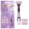 Produktbild: BIC Click 5 Soleil – Wiederaufladbarer Damenrasierer mit 5 Klingen und schwenkbarem Kopf und Gleitstreifen für eine präzise und komfortable Rasur – 1 Griff + 2 Nachfüllpackungen