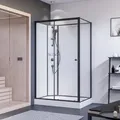 Produktbild: Komplettdusche Als Schiebetür Mit Seitenwand 800x1200mm Anschlag Links Klarglas Hell Rückwände Weiß, Mattschwarz - Breuer