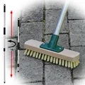 Produktbild: Holz Schrubber mit Metall Teleskopstiel Boden Scheuer Schrupper Bürste Wischer
