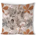 Produktbild: Ambiente Kissenhülle Bezug Cover 40x40 cm 100% Baumwolle Blätter Pflanzen Motiv Ganzjahres Dekoration Zierkissen Serie Cotton