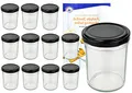 Produktbild: MamboCat 12er Set Sturzgläser 230 ml Hoch Deckelfarbe schwarz to 66 inkl. Diamant Gelierzauber Rezeptheft, Marmeladengläser, Einmachgläser, Einweckgläser, Gläser