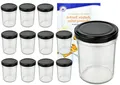 Produktbild: MamboCat Einmachglas 12er Set Sturzglas 230 ml HOCH To 66 schwarzer Deckel incl. Rezeptheft, Glas