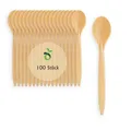 Produktbild: ECOPICNIC 100 Stück Mehrweg Teelöffel aus Hellbraunem WPC | Umweltfreundliche Teelöffel aus Holz-Kunststoff-Verbund, biologisch abbaubar