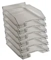 Produktbild: Exacompta 113227D 6er Pack Premium Briefablage Combo Midi DIN A4. Ideale Briefkörbe für Ihre Organisation. Robuste und stapelbare Ablagekörbe grau transparent glossy