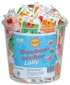 Produktbild: Frigeo Ahoj-Brause Traubenzucker-Lolly in drei Geschmacksrichtungen: Erdbeer Tropic und Kirsch 100 Stück im Eimer (750 g) | 100 Stück (1er Pack)