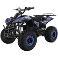 Produktbild: Actionbikes Motors Elektro-Kinderquad S-10, Pocket-Quad mit 1000 Watt, Federung, Scheiben-/Trommelbremsen, bis 20 km/h (sw/blau)