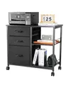 Produktbild: VEVOR Aktenschrank Schubladenschrank mit 3 Stoffschubladen, Rollcontainer mit 2 offenen Regalen, Lagerschrank Aufbewahrungsschrank für Schreibwaren Drucker Dokumente (Schwarz, 75 x 40 x 68 cm)