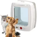 Produktbild: Ferplast Katzenklappe mit chiperkennung, hundeklappe kleine Hunde, 4-Wege Katzentür, mit Schutz vor Zugluft, inkl. Katzenhalsband mit Mikrochip, SWING MICROCHIP Mittel,Mikrochip haustierklappe, Weiß