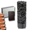 Produktbild: HARVIA Cilindro Black Steel Saunaofen PC90EM 9 kW + Harvia Steuerung Xenio CX110