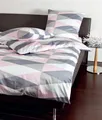 Produktbild: Janine Mako Satin Bettwäsche 2 teilig Bettbezug 155 x 220 cm Kopfkissenbezug 80 x 80 cm J. D. Raute rosa taupe grau