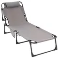 Produktbild: Nexos klappbar 5-Fach verstellbare Sonnenliege mit Kopfkissen grau 182x60x30cm Polyester Gartenliege Strand-Liege Stahl-Rahmen wetterfest robust