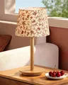 Produktbild: EDISHINE Nachttischlampe Landhaus Stoffschirm mit Vintage-Blumenmuster, LED wechselbar, 2700K Warmweiß, Tischlampe mit Massivholzsockel, 2700K Warmweiß, inkl. 4W LED