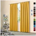 Produktbild: heimtexland Verdunkelungsvorhang Verdunklungsgardinen Thermo Vorhänge blickdicht (2 St), Kräuselband, verdunkelnd, Verdunklungsstoff, Sonnenschutz Verdunkelung Kälteisolierung Schalldämmung gelb 135 cm x 245 cm