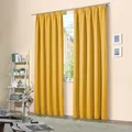 Produktbild: heimtexland Vorhang Blickdicht Thermovorhang Verdunklungsvorhänge 2er Set Kräuselband Deko Gardine isolierend Kälte Wärme Sonne Schall Oeko-TEX Typ139 Gelb HxB 245x135 cm