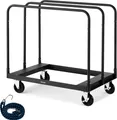 Produktbild: VEVOR Plattenwagen, 816 kg, Transportwagen mit 360° Lenkrollen, Plattenkarre mit Zurrgurt & 3 seitlichen Handläufen, Plattenroller, Transporthilfe für Fabrik, Lager, Garage, Schwarz, 955x610x935 mm
