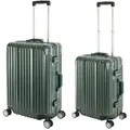 Produktbild: Travelhouse - London - 2er Reisekoffer Set | TSA Schloss |Polycarbonat Hartschale | Alu-Rahmen | 4 Rollen | Koffer Trolley Reise Urlaub Gepäck - K... - Grün/Grau/Gold/Silber/Schwarz/Rot