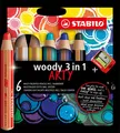 Produktbild: STABILO® ARTY WOODY 3IN1 BUNTSTIFT 6ER ETUI MIT SPITZER NEU OVP