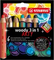 Produktbild: Buntstift, Wasserfarbe & Wachsmalkreide - STABILO woody 3 in 1 - ARTY - 6er Pack