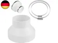 Produktbild: Runder Abluftschlauch Adapter 150-100 mm mit 2 Edelstahl Rohrschellen,