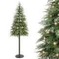 Produktbild: Yorbay 180 cm Künstlicher Weihnachtsbaum mit Beleuchtung Naturgetreuer PE Schmaler LED Christbaum mit Scheibenbasis für Heim Geschäft Weihnachtsdeko