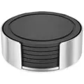 Produktbild: Zack Glasuntersetzerset Vetro, Schwarz, Edelstahl, Metall, Kunststoff, 7-teilig, rund, 9x3.5x9 cm, Wohntextilien, Tischwäsche, Untersetzer