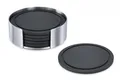 Produktbild: ZACK Edelstahl Untersetzer-Set 6 Stk. + Halter VETRO Glasuntersetzer 95 mm 20384
