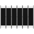 Produktbild: vidaXL 6-tlg. Raumteiler Schwarz 240 x 180 cm LIF