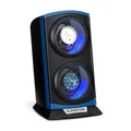 Produktbild: Uhrenbeweger Watch Winder Schaukasten 2 Uhren leiser Motor 3 Modi LED Dunkelblau
